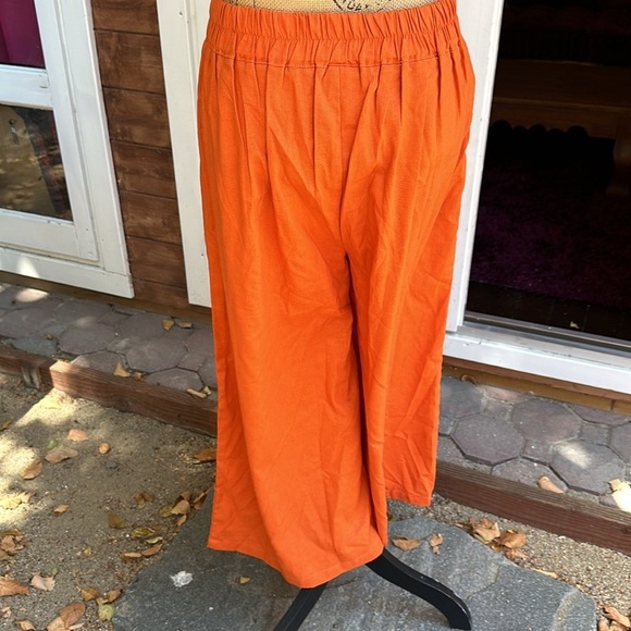 🧡🧡🧡Mumuanxiu orange cotton palazzo pants NWOT - Picture 6 of 10